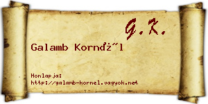 Galamb Kornél névjegykártya